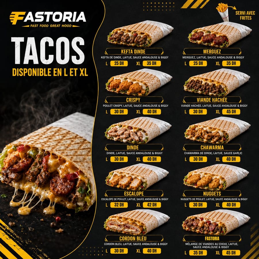 Tacos FASTORIA en tailles L et XL