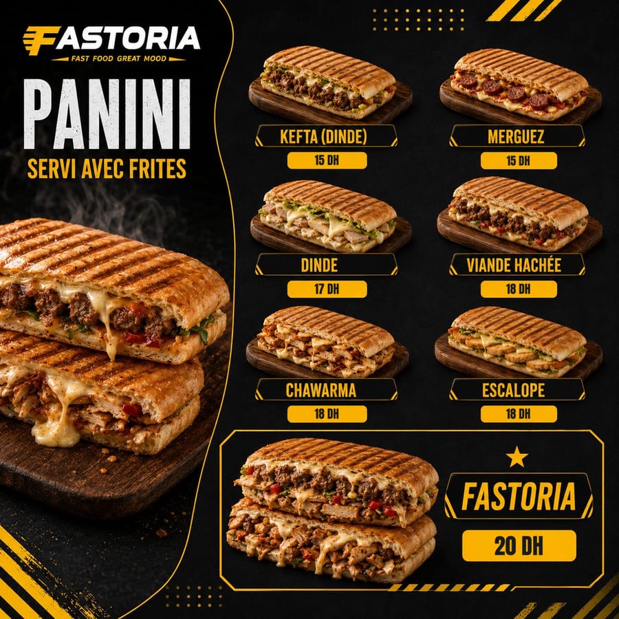 Paninis FASTORIA servis avec frites