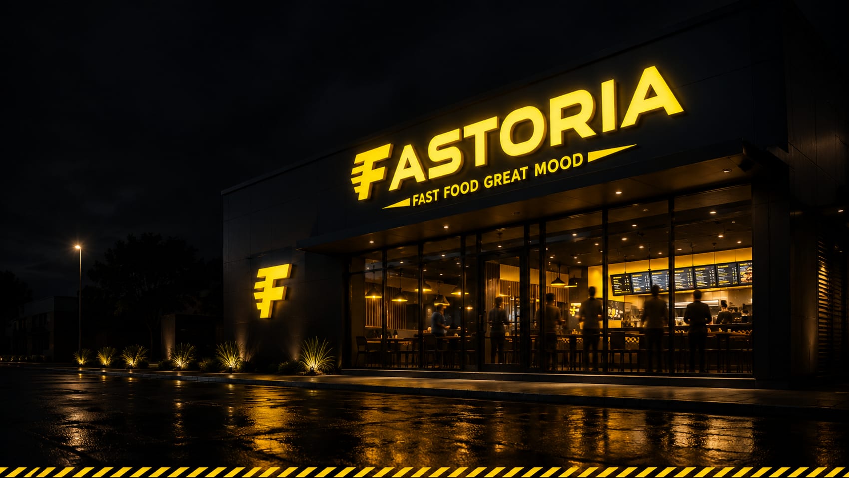 Le restaurant FASTORIA à Agadir, illuminé de nuit
